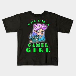 Yes Im A Gamer Girl Sly Lime Kids T-Shirt